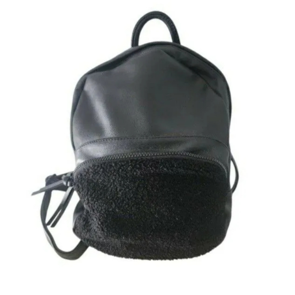 Black Faux Leather Backpack